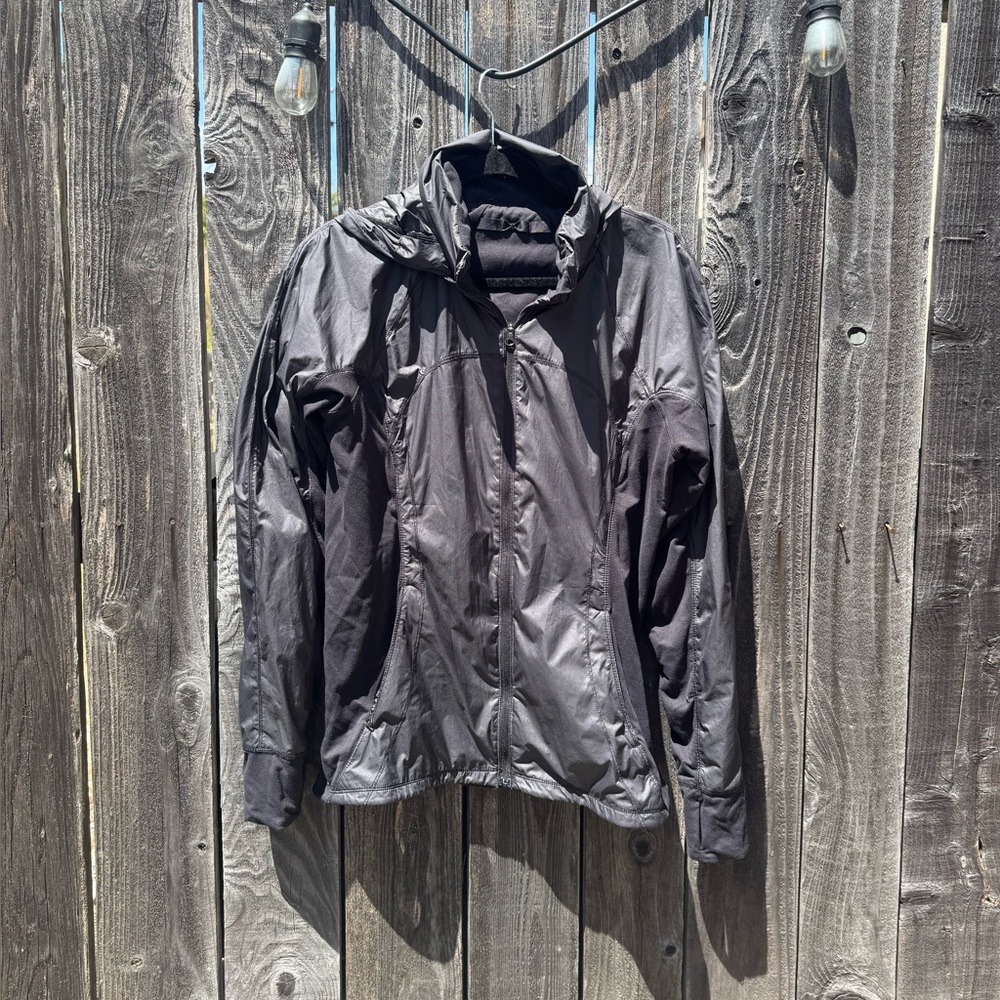 Lululemon Athletica Rush Hour Black Hooded Full-Zip Water Resistant Jacket 10/Lg